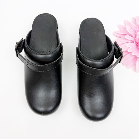Dansko Ingrid Oiled Leather Clogs Slingback Adjustable Black - Picture 3 of 16